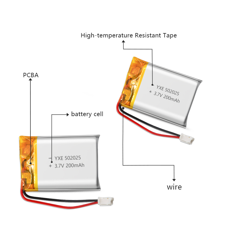 3.7 V Li-ion Battery 502025-200mah